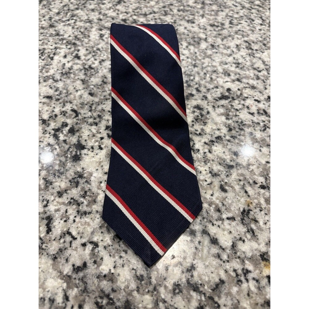 Robert Talbott Repp Tie Navy Red And White Striped Royal Navy